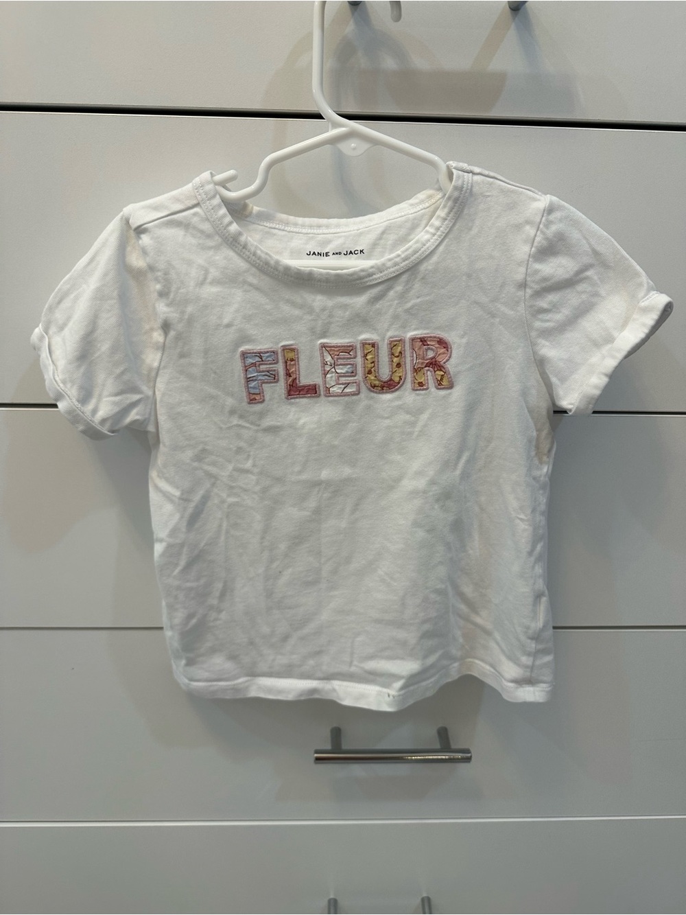Janie and Jack White 'Fleur' Embroidered Girls Tee Size 5